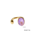 Schicker vergoldeter Titanstahl-Ring mit einem großen ovalen lila Edelsteinbesatz - Lila Opal