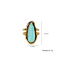 Franse stijl gouden ring met blauw emaille en onregelmatig minimalistisch ontwerp - Onregelmatige Waterdruppel Grote Inleg Stijl (XBJ25090102)