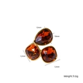 Bague en acier titane avec zircons orange en forme de goutte et carrés, plaqué or 14K - Or-Caramel
