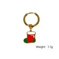 Weihnachtsstrumpf-Ohrring mit Emaille-Anhänger in Rot und Grün am goldenen Creolen - Weihnachtssocken-Stil (XB2505003)