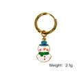 Goldene Weihnachts-Creolen mit süßem Emaille-Schneemann-Anhänger und blauem Hut - Blauer Hut Schneemann-Stil (XB2505005)