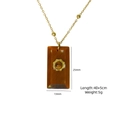 Tiger eye stone necklace with gold petal detail and beaded chain measurements - Rectangular Tiger Eye Pattern Pendant Necklace (XB25090302)