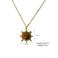 Gold stainless steel tiger eye stone pendant necklace with 17mm round bead design - Sun Round Tiger Eye Pendant Necklace (XB25090303)