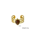 Dreilagiger offener Edelstahlring mit 10 mm birnenförmigem braunem Tigerauge-Stein - Dreilagiger Offener Ring mit Tigerauge (XB25090306)