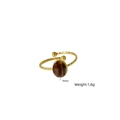 Verstellbarer goldener Ring mit 9mm Tigerauge-Stein und gedrehtem Design - Geflochtener Offener Ring mit Ovalem Tigerauge (XB25090309)
