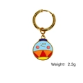 Goldene Weihnachtsohrringe mit blauem Smiley-Anhänger und bunten Emaille-Mustern - Buntes Lächeln Rund-Stil (XB2505015)