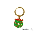 Weihnachtskranz-Ohrringe mit grünem Emaille, roter Schleife und goldenem Edelstahlreifen - Weihnachtskranz-Stil (XB2505016)