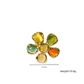 Vintage roestvrijstalen bloemenhanger met kleurrijke kattenoogstenen, 3,7 cm breed - Meerkleurige Bloem Ring(XBX25092003)