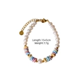 Pulsera de perlas naturales y piedras de colores con cierre de acero inoxidable oro - Pulsera de Perlas Artificiales (XB25090812)