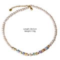 Collar de perlas naturales y piedras multicolores con cierre ajustable de acero dorado - Collar de Perlas Artificiales (XB25090811)