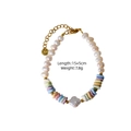 Pulsera de perlas coloridas con dije de flor blanca y cierre de acero inoxidable - Pulsera Flor Perla Natural (XB25090804)