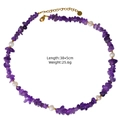 Elegant purple amethyst and white pearl beaded necklace with gold lobster clasp - Amethyst & Artificial Pearl Beaded Style (XBX25091404)