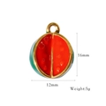 Pendentif pastèque en acier inoxydable avec cadre doré et émail pour bijoux DIY - Style Pastèque (XB2506001)