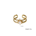 Gouden rvs ring met schelp-inleg, diameter 11,6 mm en gewicht van circa 1,9 gram - Zonnestraal Schelp Open Ring (XB25090809)