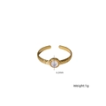 Minimalistische gouden hamer-textuur open ring met 6,2 mm witte steen voor dames - Gehamerde Schelp Open Ring (XB25090810)