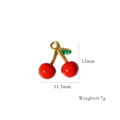 Red enamel cherry charm pendant in stainless steel for DIY jewelry making - Cherry Style (XB2506008)