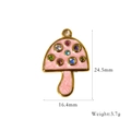 Pink enamel mushroom pendant in gold finish with colorful rhinestones for DIY jewelry - Pink Rhinestone Mushroom Style (XB2506009)