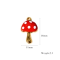 3D red mushroom pendant charm in drip oil stainless steel, size 18mm by 11mm - Cartoon Red Mushroom Style (XB250600111)