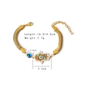 Detailed view of gold Hamsa hand and evil eye snake chain bracelet with size measurements - Hamsa Hand Evil Eye Snake Chain Bracelet