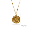 Collar barroco dorado con relieve de luna y estrella y colgante de piedra verde - Estilo Luna Creciente Estrella (XBX25092703)