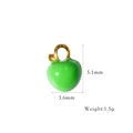 Miniature green apple pendant charm in stainless steel with precise size measurements - Mini Green Apple Style (XB250615)