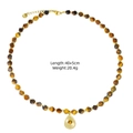 Collier perles œil de tigre avec pendentif goutte dorée de style rétro chic - Style Pendentif Perlé en Pierre Naturelle (XBX25091728)