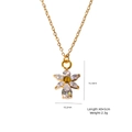 Baroque style gold flower pendant necklace with white zircons and yellow gemstone - Flower Style (XBX25092706)