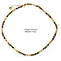 Collier en perles d'oeil de tigre avec fermoir en acier inoxydable et extension - Style Acier Inoxydable en Pierre Mixte (XBX25091732)
