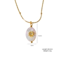 Gold stainless steel necklace with shell star pendant and decorative metal beads - Oval Shell Style (XBX25092709)