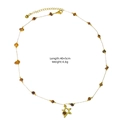 Collier rétro en œil de tigre avec chaîne dorée et pendentif étoile ajouré - Style Étoile à Cinq Branches Creuse (XBX25091734)