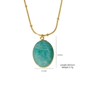Ovale natuurlijke amazoniet hanger aan gouden bolletjesketting met afmetingen - Amazoniet