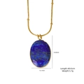 Lapis Lazuli ovale stenen hanger met gouden slangenketting en productafmetingen details - Lapis lazuli