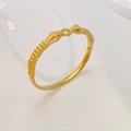 Snake-shaped gold-plated stainless steel open bangle with red zircon stones and bead texture - Ruby Snake Shape Style (B764) / Gold