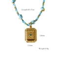Collier bohème en corde tressée bleue et dorée avec pendentif soleil et cristal - Pendentif Soleil en Émail Bleu (XB2506002)