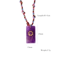 Bohemian purple crystal pendant necklace with colorful braided rope and sun detail - Amethyst Rectangle Pendant (XB2506008)