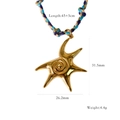 Titanium steel necklace with gold star pendant and blue-beige woven cord strap - Gold Star Pendant (XB2506009)