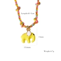 Colorful handmade braided necklace with a vibrant yellow elephant enamel pendant - Yellow Elephant Pendant (XB2506013)