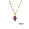 Collier doré élégant avec pendentif ovale en zircon violet et fermoir ajustable - Style Pierre Violette (XBN25093205)