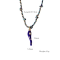 Handmade woven necklace with blue drip oil pepper pendant and gold star details - Blue Chili Pendant (XB2506017)