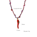 Handmade woven rope necklace with red chili pepper pendant in blue and pink tones - Red Chili Pendant (XB2506018)