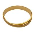Fashion woven open titanium steel bracelet in golden finish with dual layer textures - Asymmetric Wave Texture Style (B745)