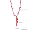 Braided rope necklace with bright pink chili pendant and white star enamel detail - Hot Pink Chili Pendant (XB2506019)
