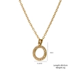 Collier en acier inoxydable doré avec pendentif ovale en zircon brillant 9x12mm - Style O Ovale (XBN25093208)