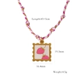 Pink braided rope necklace with strawberry drip oil stamp pendant and titanium steel chain - Strawberry Stamp Pendant (XB2506020)