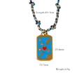 Blue tarot style enamel pendant with woven cord on titanium steel necklace - Blue Tarot Card Pendant (XB2506022)