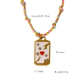 Handmade multicolored woven rope necklace with a white enamel heart and star pendant - White Tarot Card Pendant (XB2506023)