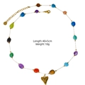 Rainbow gemstone and pearl necklace with 14K gold stainless steel heart pendant - Rainbow Beaded Heart Style (XBX25091606)