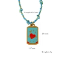 Handmade woven rope necklace with blue yellow cord and heart star enamel pendant - Dreamy Heart Tarot Pendant (XB2506025)