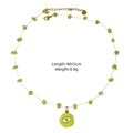 Elegant 14K gold plated stainless steel necklace with green stone beads and evil eye pendant - Light Green Crushed Stone Evil Eye Style (XBX25091607)