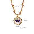 Colorful hand-woven cord necklace with white enamel evil eye pendant and gold-plated trim - White Evil Eye Pendant (XB2506026)